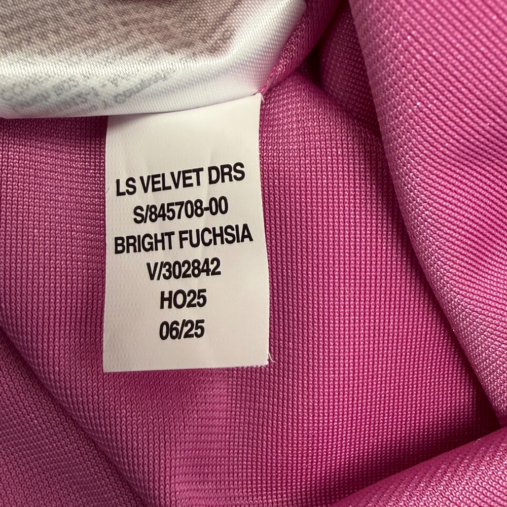 Gap Kids Girls XL 12 Velvet Long Sleeve Dress Bright Fuchsia Pink Dance Party - Picture 5 of 8